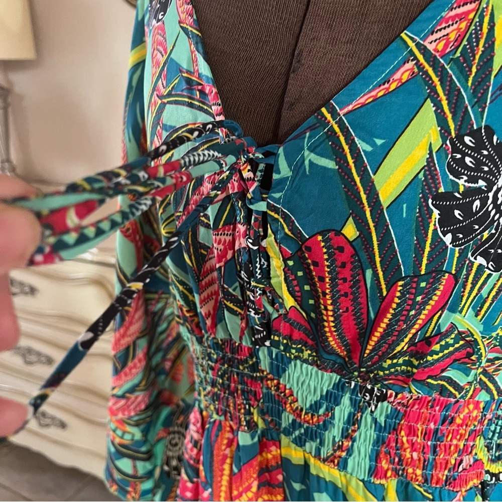 Anthropologie Boemo Aqua Multicolor Floral Maxi Dress - Picture 6 of 13
